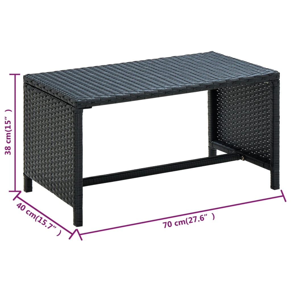 vidaXL 4-delige Loungeset met kussens poly rattan zwart