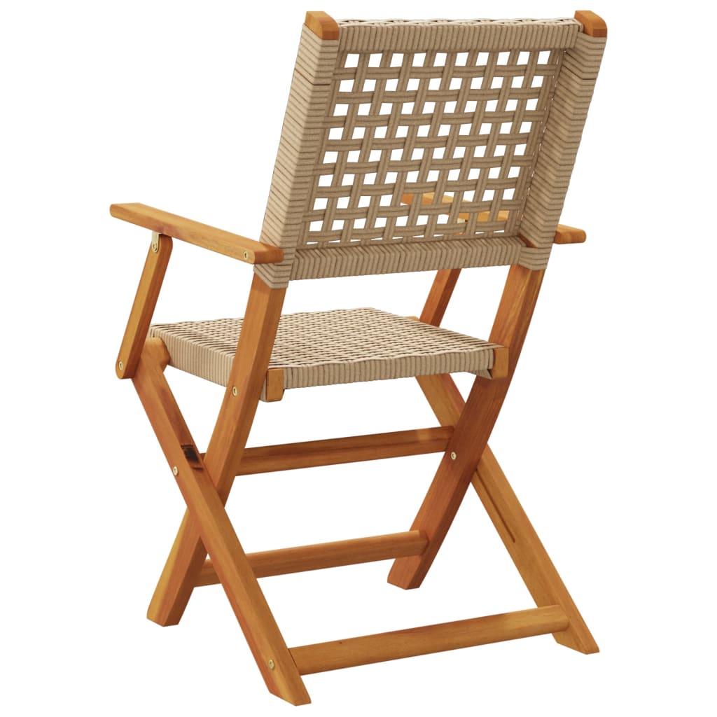 vidaXL Tuinstoelen 2 st massief acaciahout en poly rattan beige