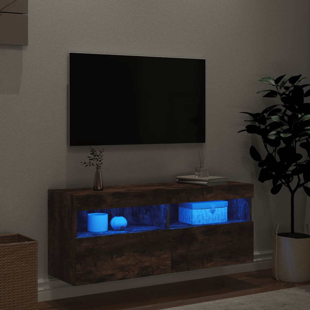 vidaXL Tv-wandmeubel met LED-verlichting 100x30x40 cm gerookt eiken