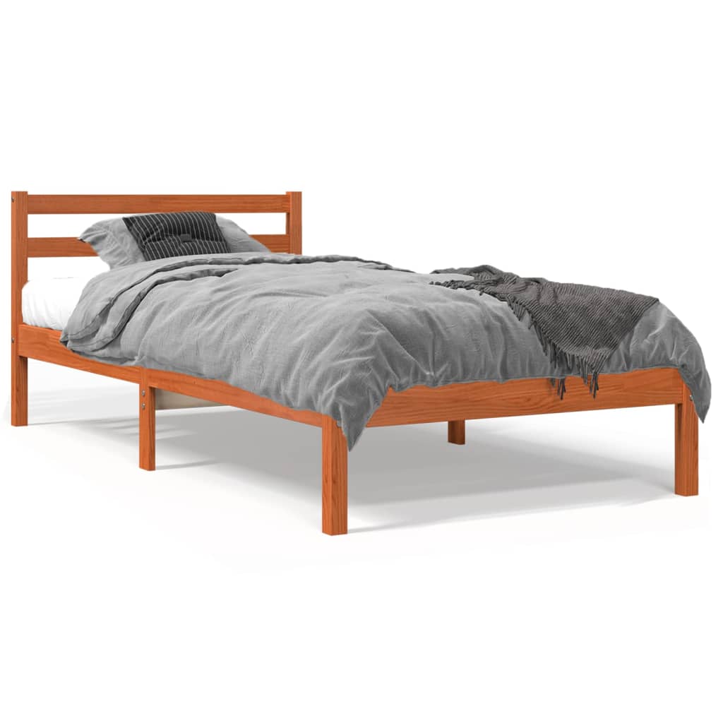 vidaXL Bedframe zonder matras massief grenenhout wasbruin 75x190 cm