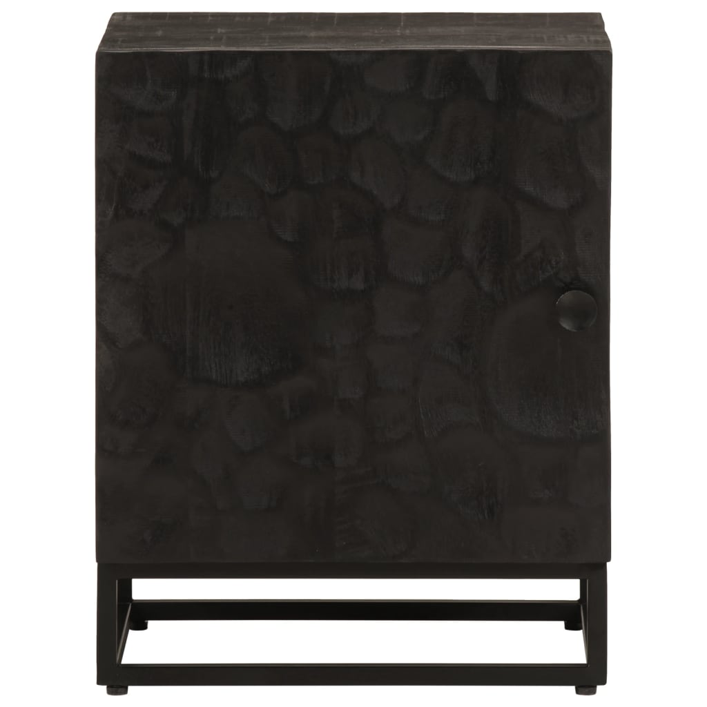 vidaXL Nachtkastje 40x30x50 cm massief mangohout en ijzer zwart