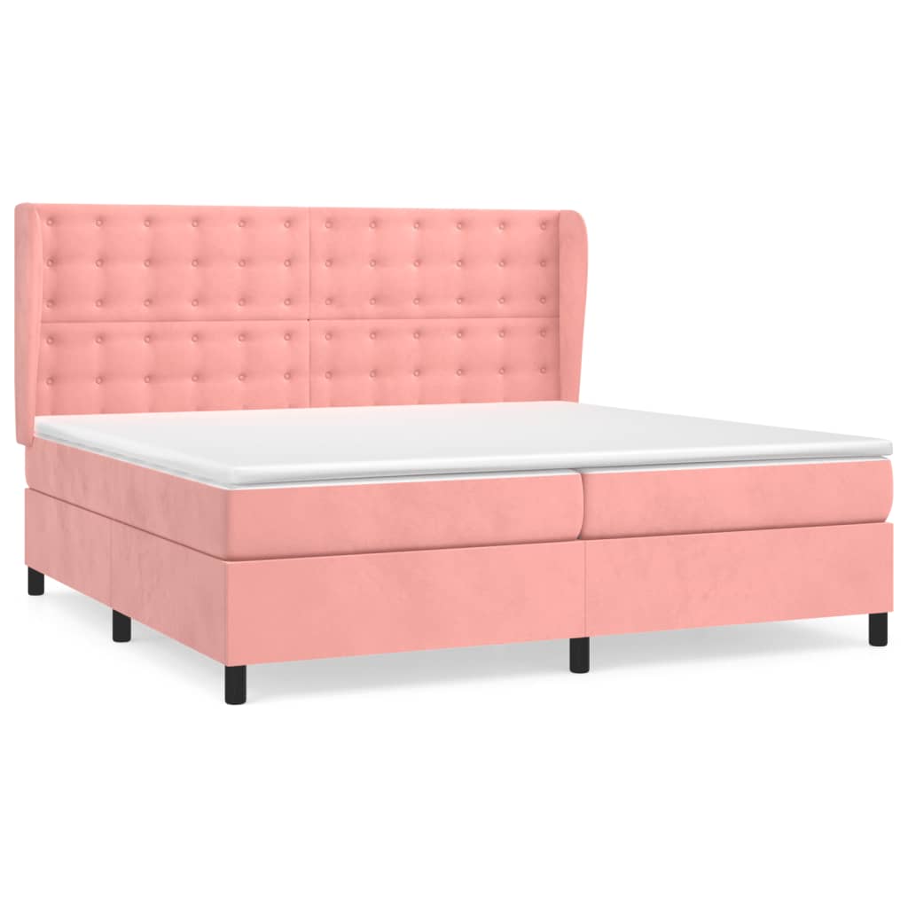 vidaXL Boxspring met matras fluweel roze 200x200 cm