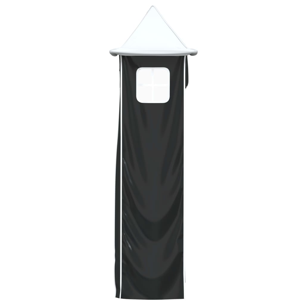 vidaXL Gordijnen voor hoogslaper met tunnel en toren wit en zwart