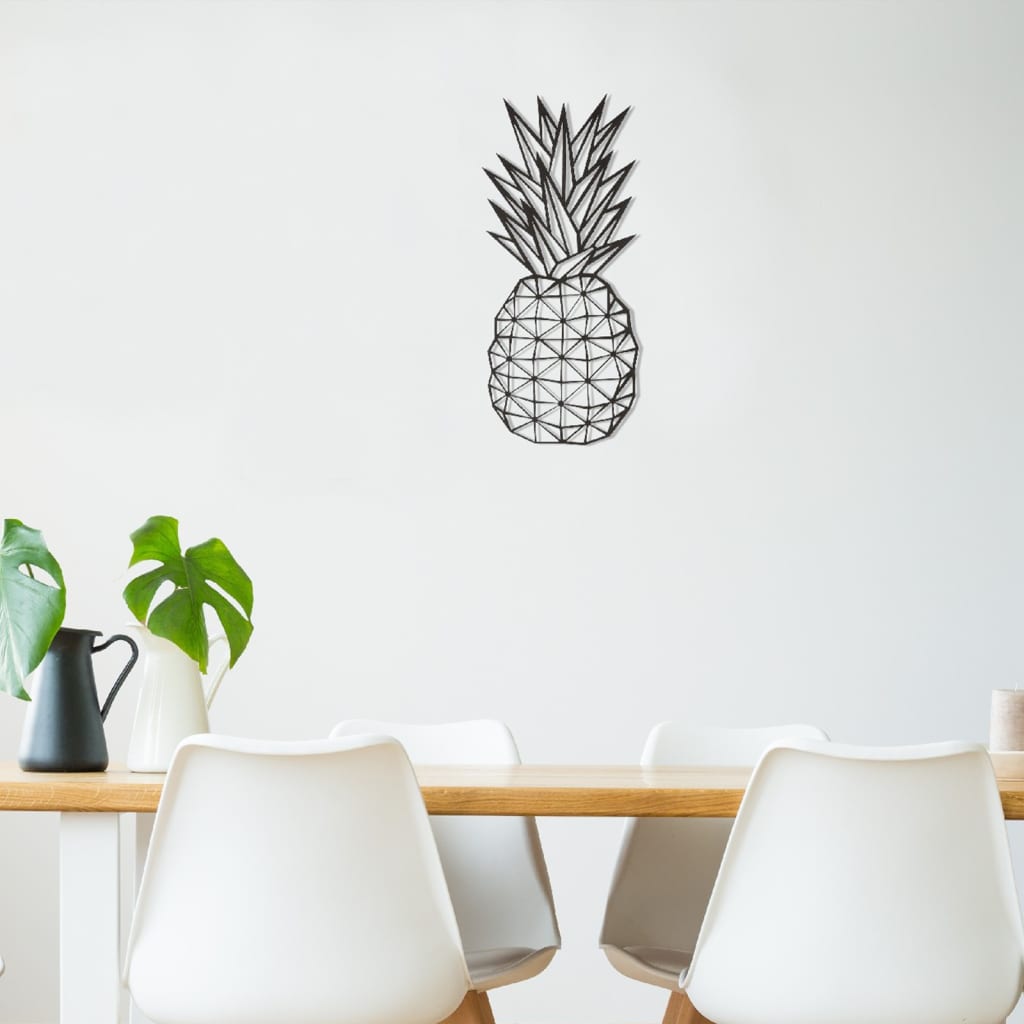 Homemania Wanddecoratie ananas 22x55 cm staal zwart