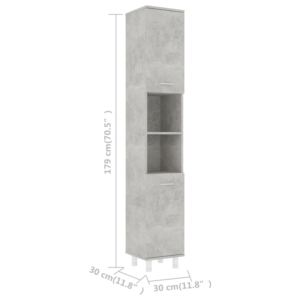 vidaXL 3-delige Badkamermeubelset spaanplaat betongrijs