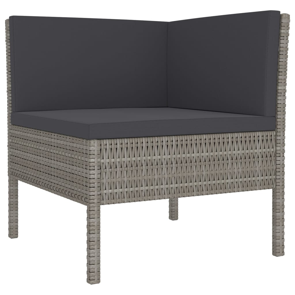 vidaXL 9-delige Loungeset met kussens poly rattan grijs