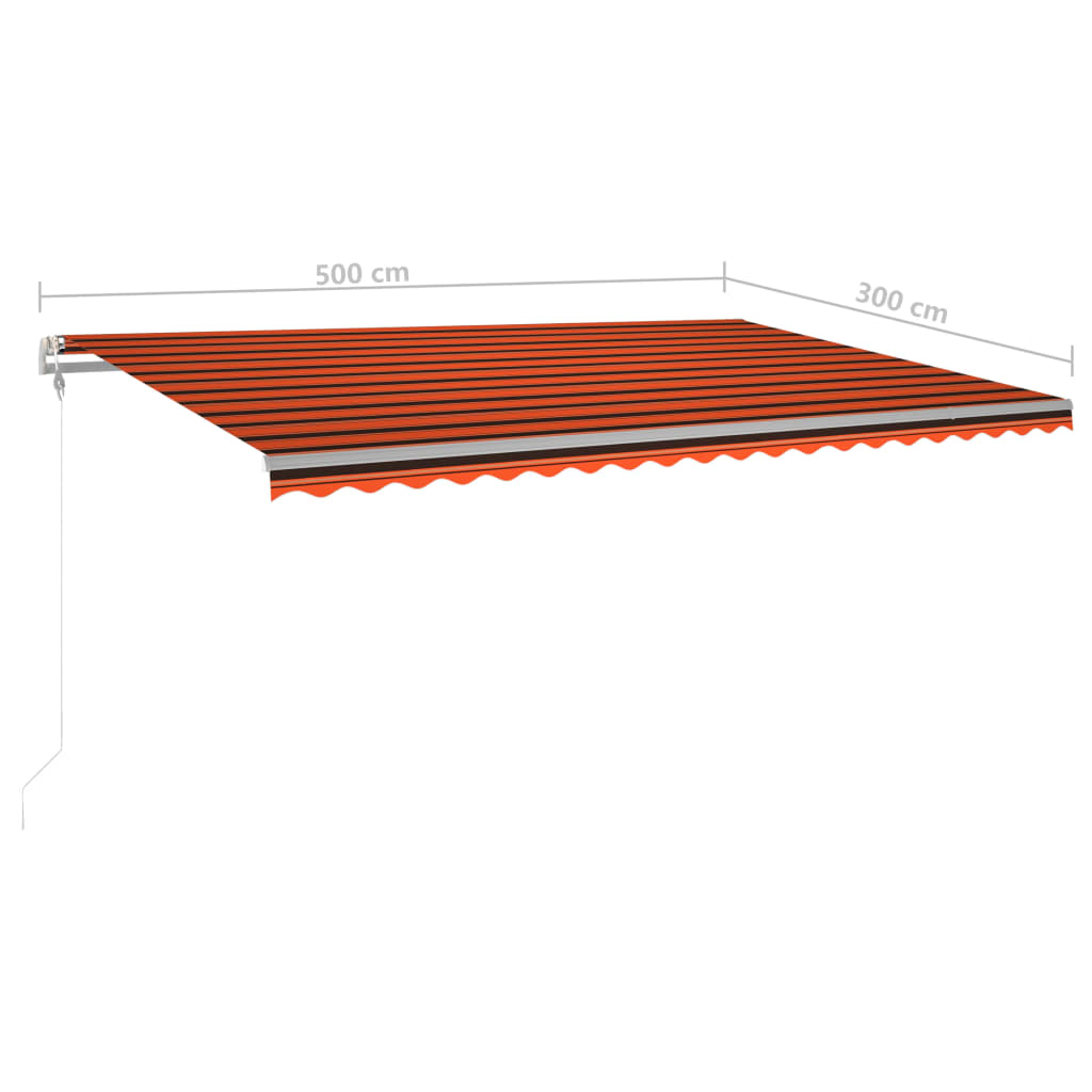 vidaXL Luifel handmatig uittrekbaar met palen 5x3 m oranje en bruin