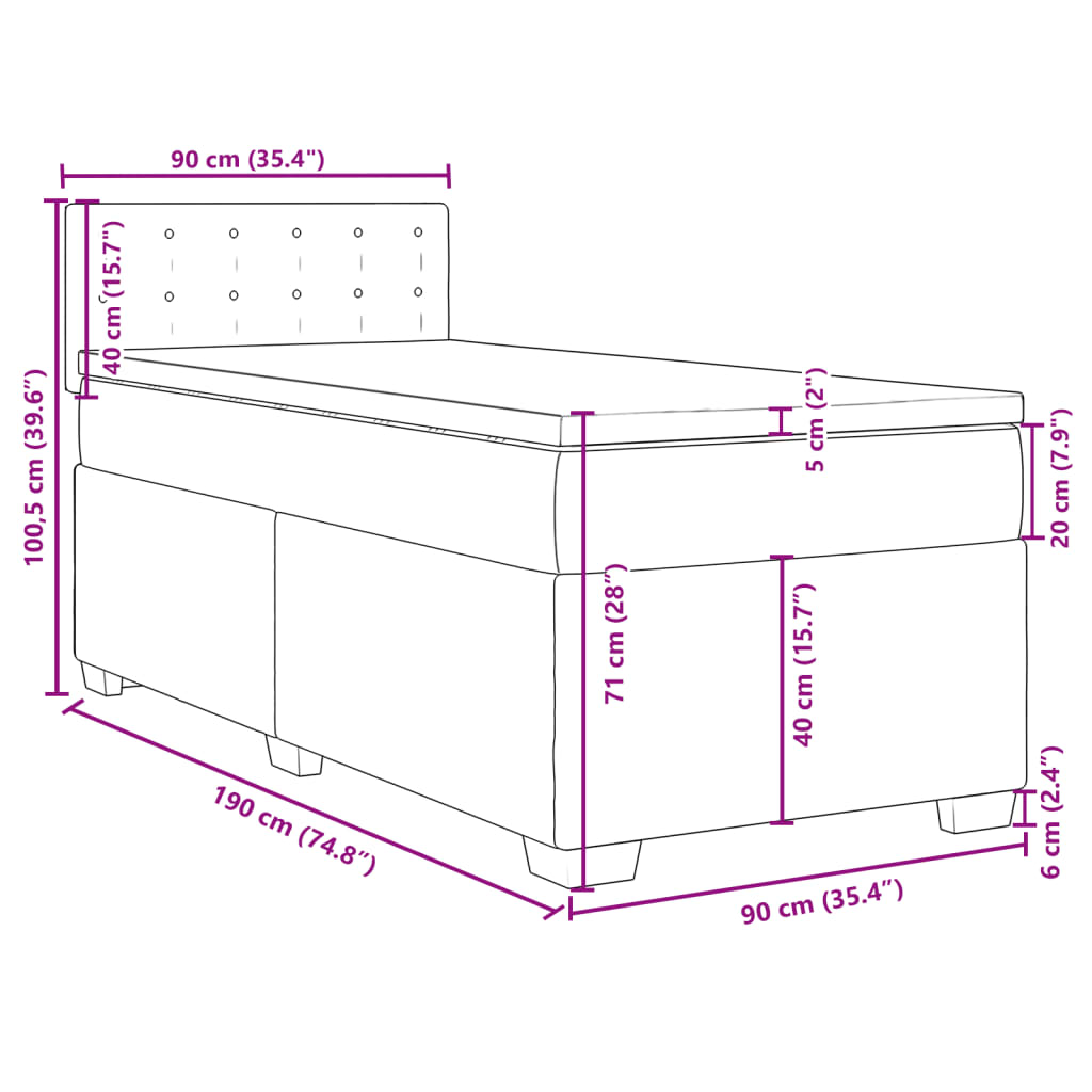 vidaXL Boxspring met matras kunstleer zwart 90x190 cm