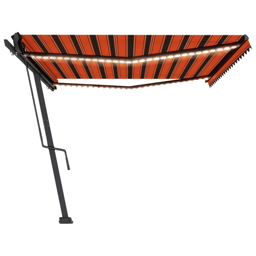 vidaXL Luifel automatisch met LED windsensor 500x300 cm oranje bruin