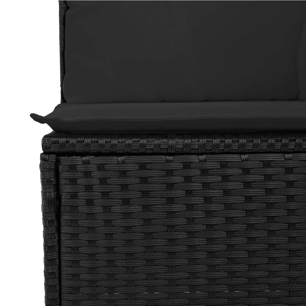 vidaXL 6-delige Loungeset met kussens poly rattan zwart