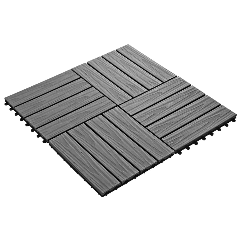 vidaXL Terrastegels diep reliëf 30x30 cm 1 m² HKC grijs 11 st