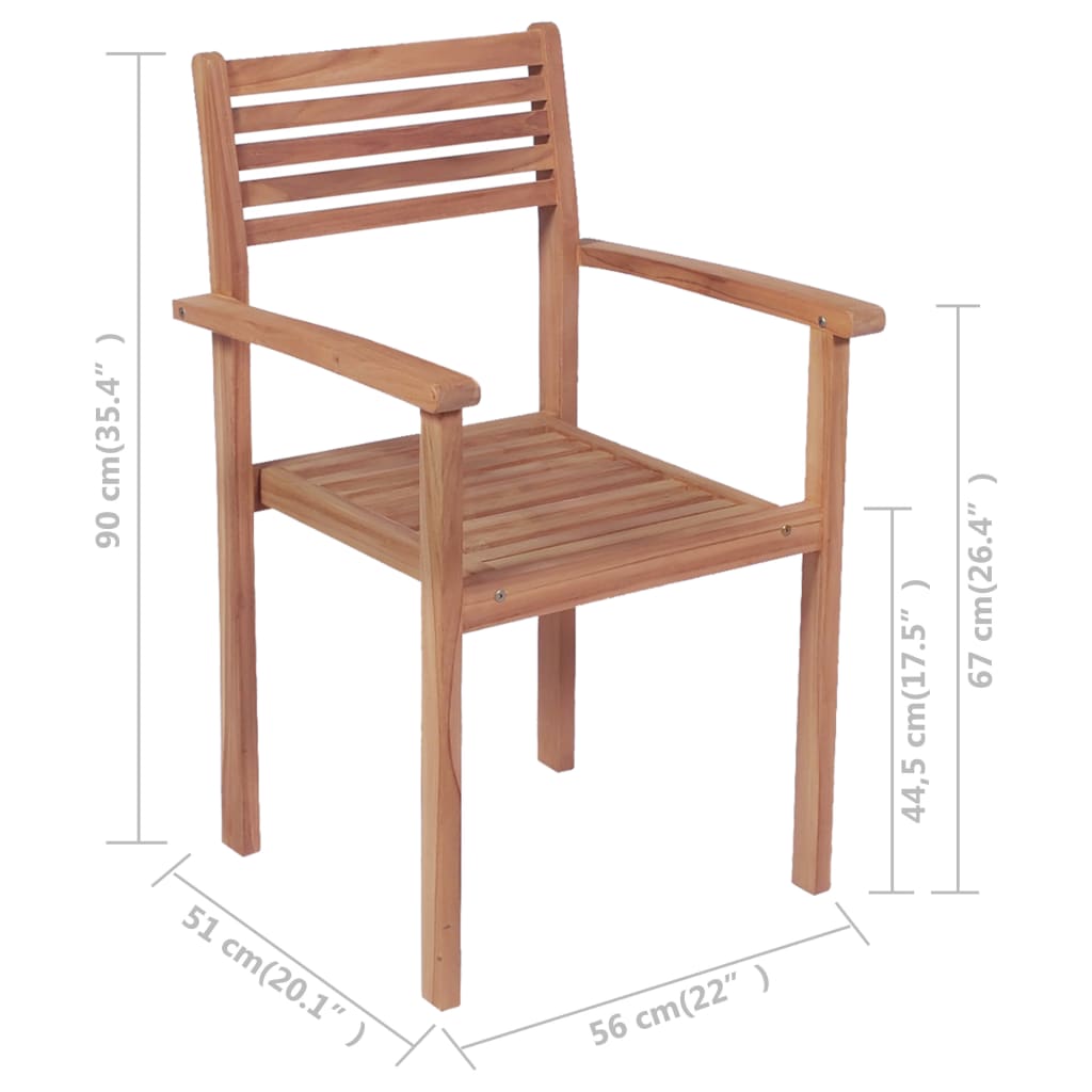 vidaXL Tuinstoelen 4 st met zwarte kussens massief teakhout