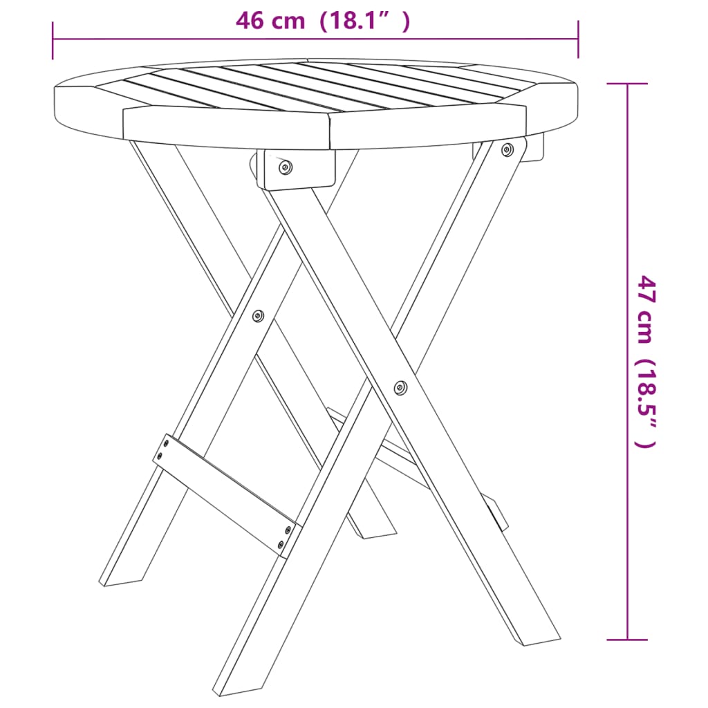 vidaXL Tuintafel inklapbaar Ø 46 cm massief acaciahout wit