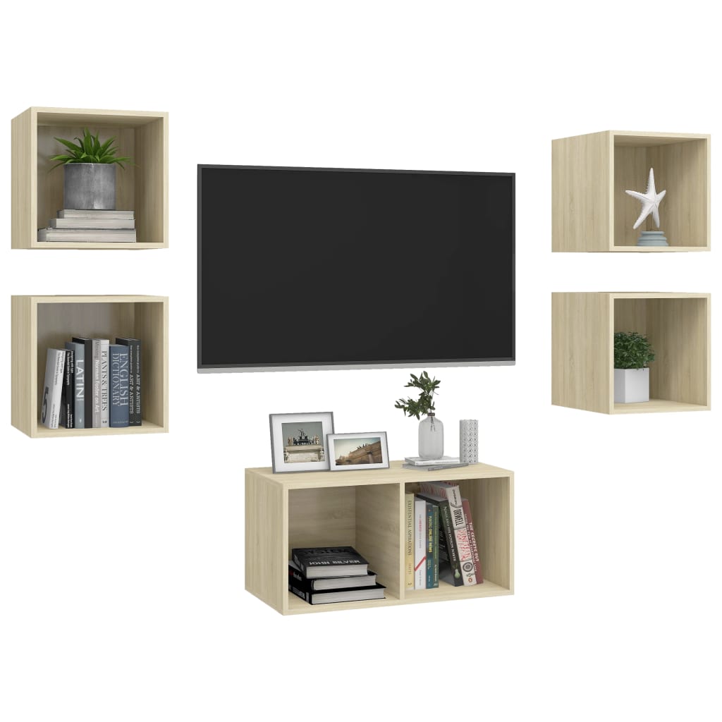 vidaXL 5-delige Tv-meubelset bewerkt hout sonoma eikenkleurig