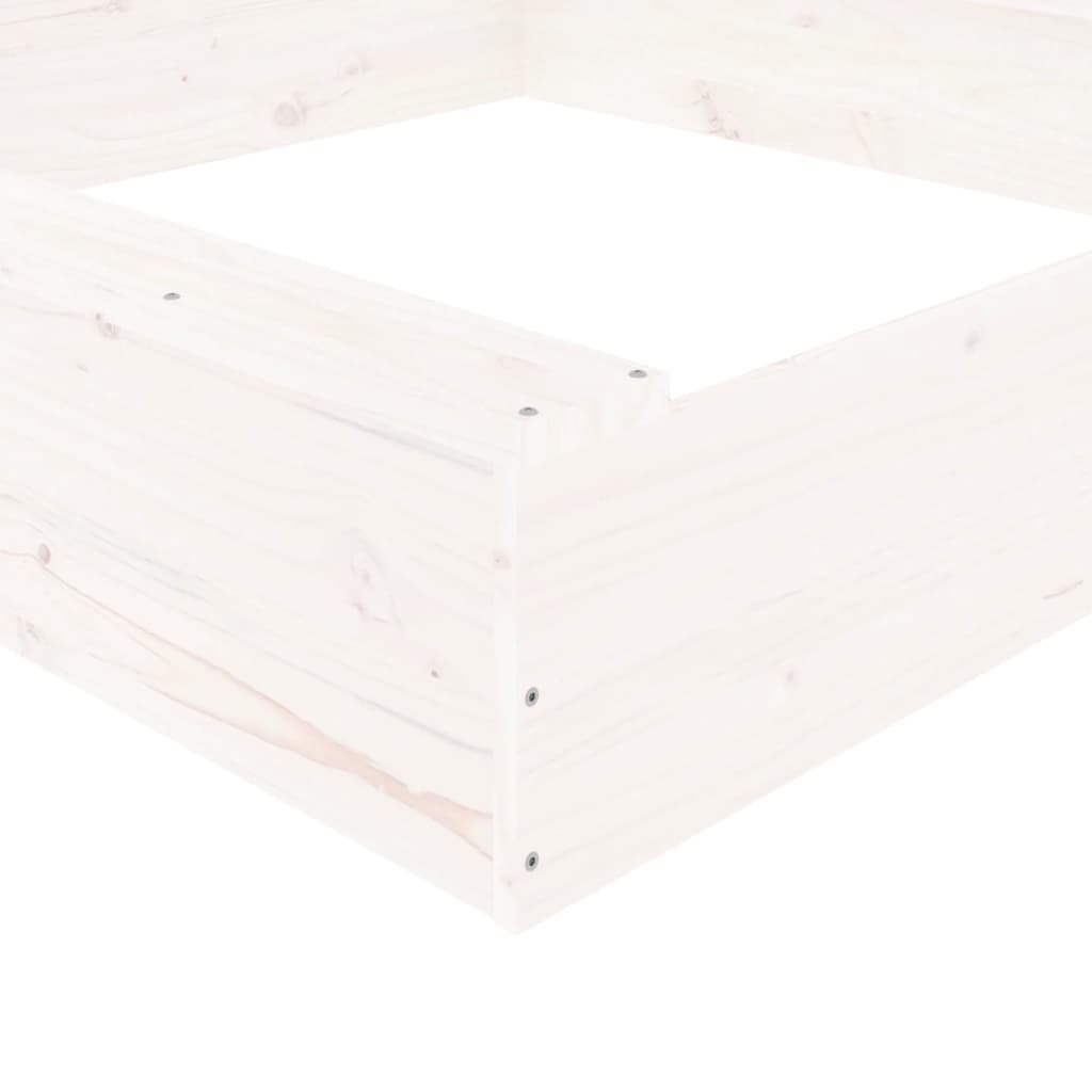 vidaXL Zandbak met bankjes vierkant massief grenenhout wit