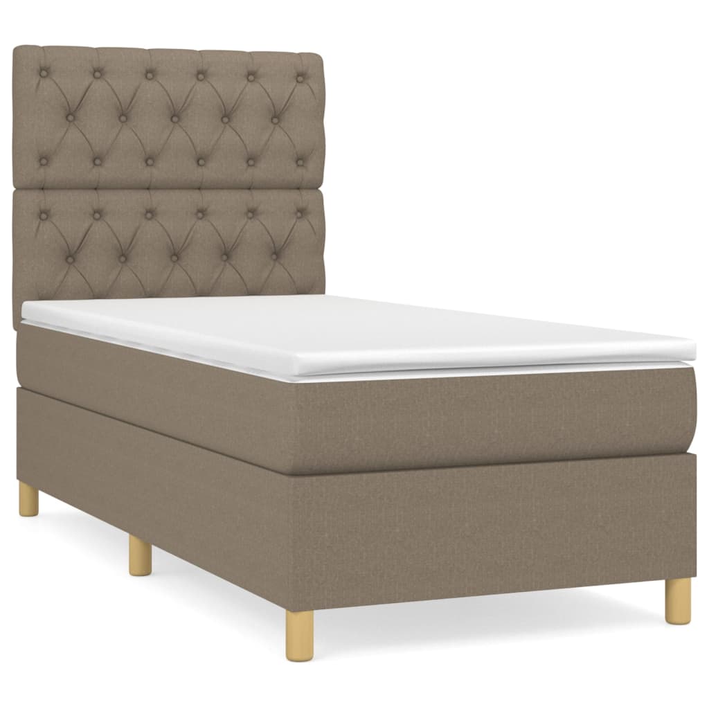 vidaXL Boxspring met matras stof taupe 80x200 cm