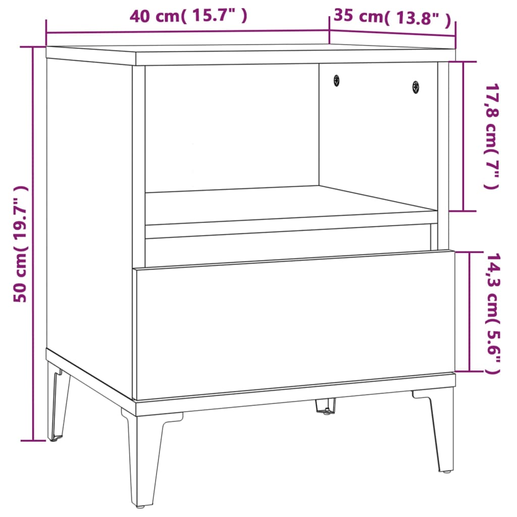 vidaXL Nachtkastjes 2 st 40x35x50 cm hoogglans wit