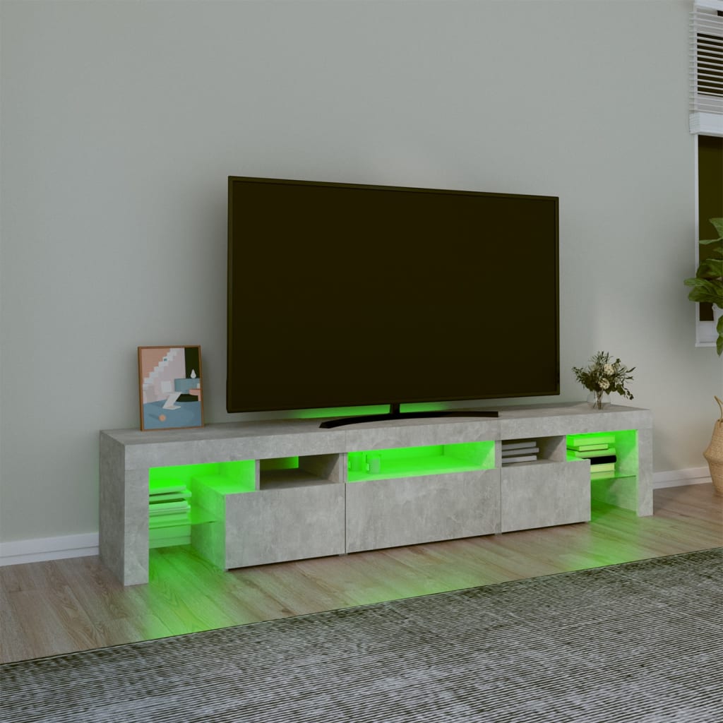 vidaXL Tv-meubel met LED-verlichting 200x36,5x40 cm betongrijs