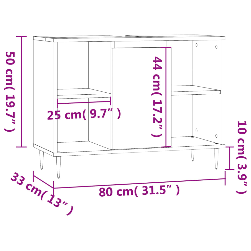 vidaXL Badkamerkast 80x33x60 cm bewerkt hout wit