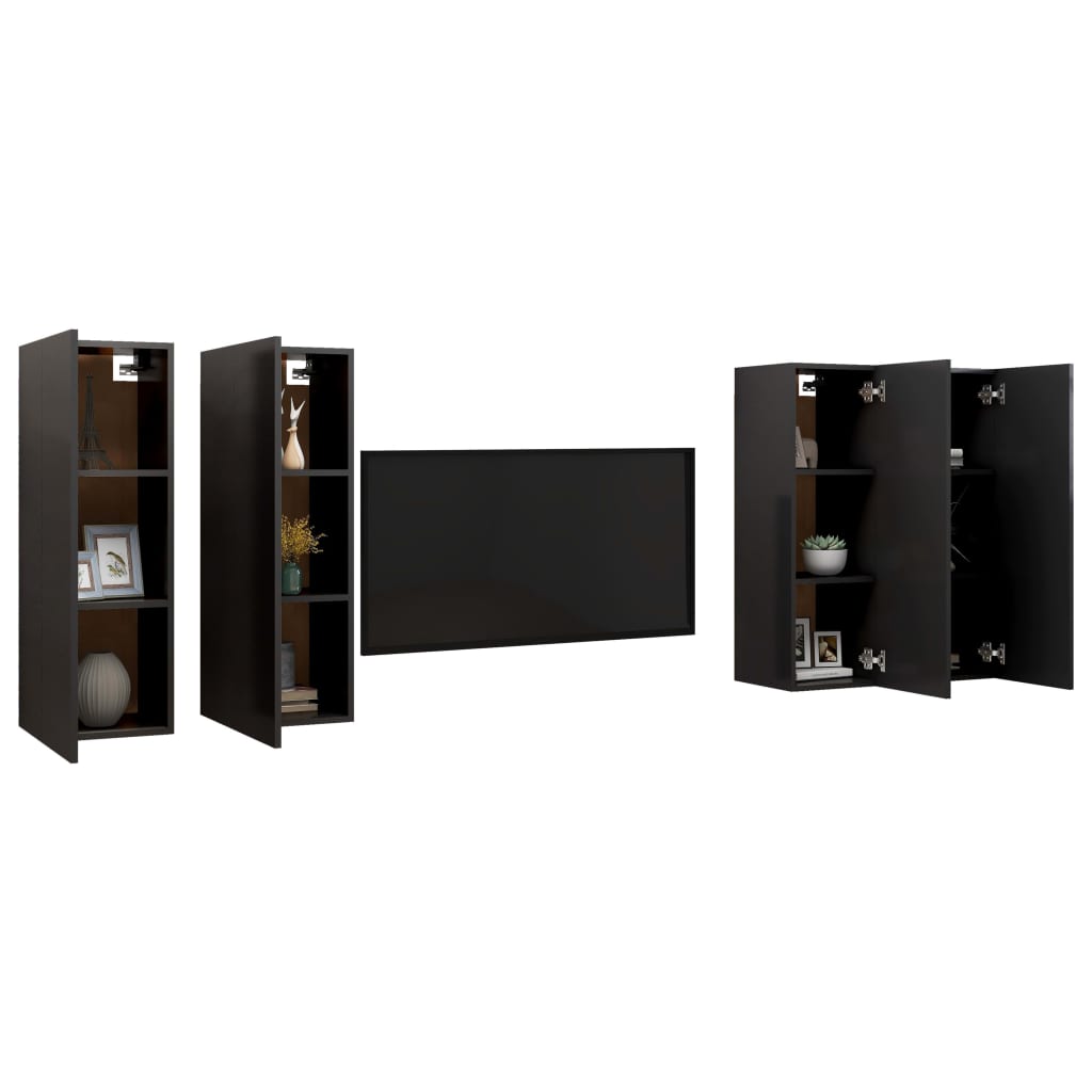 vidaXL Tv-meubelen 4 st 30,5x30x90 cm bewerkt hout zwart