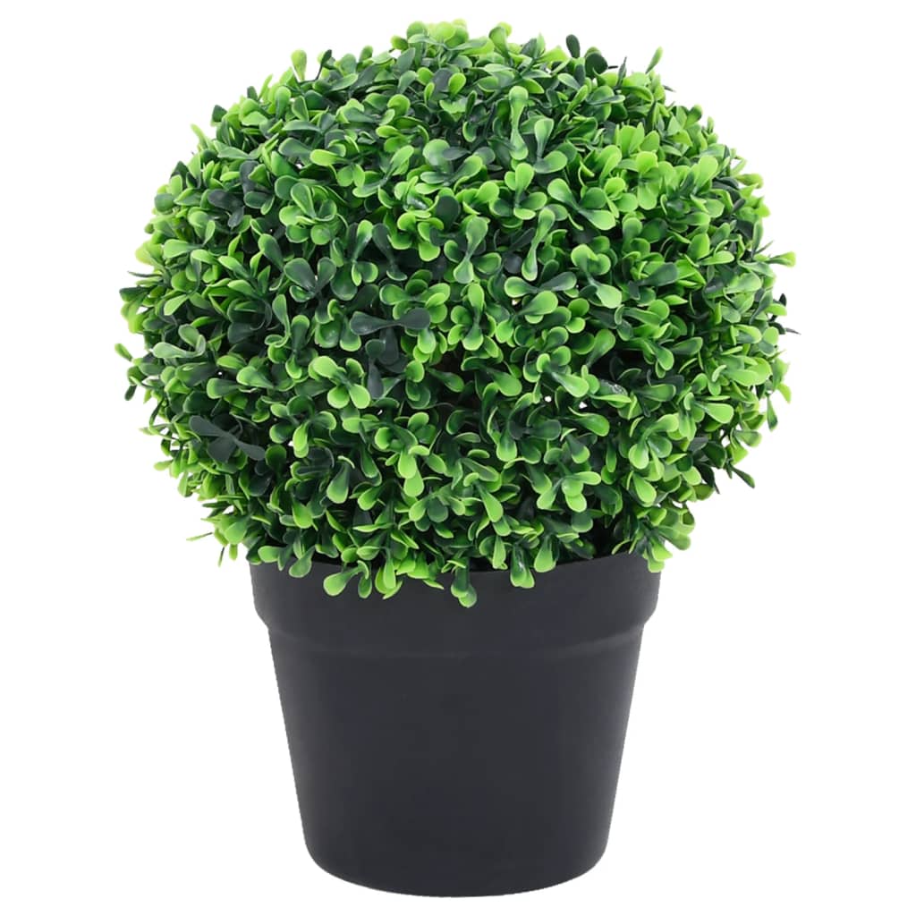 vidaXL Kunstplanten met pot 2 st buxus bolvorming 27 cm groen
