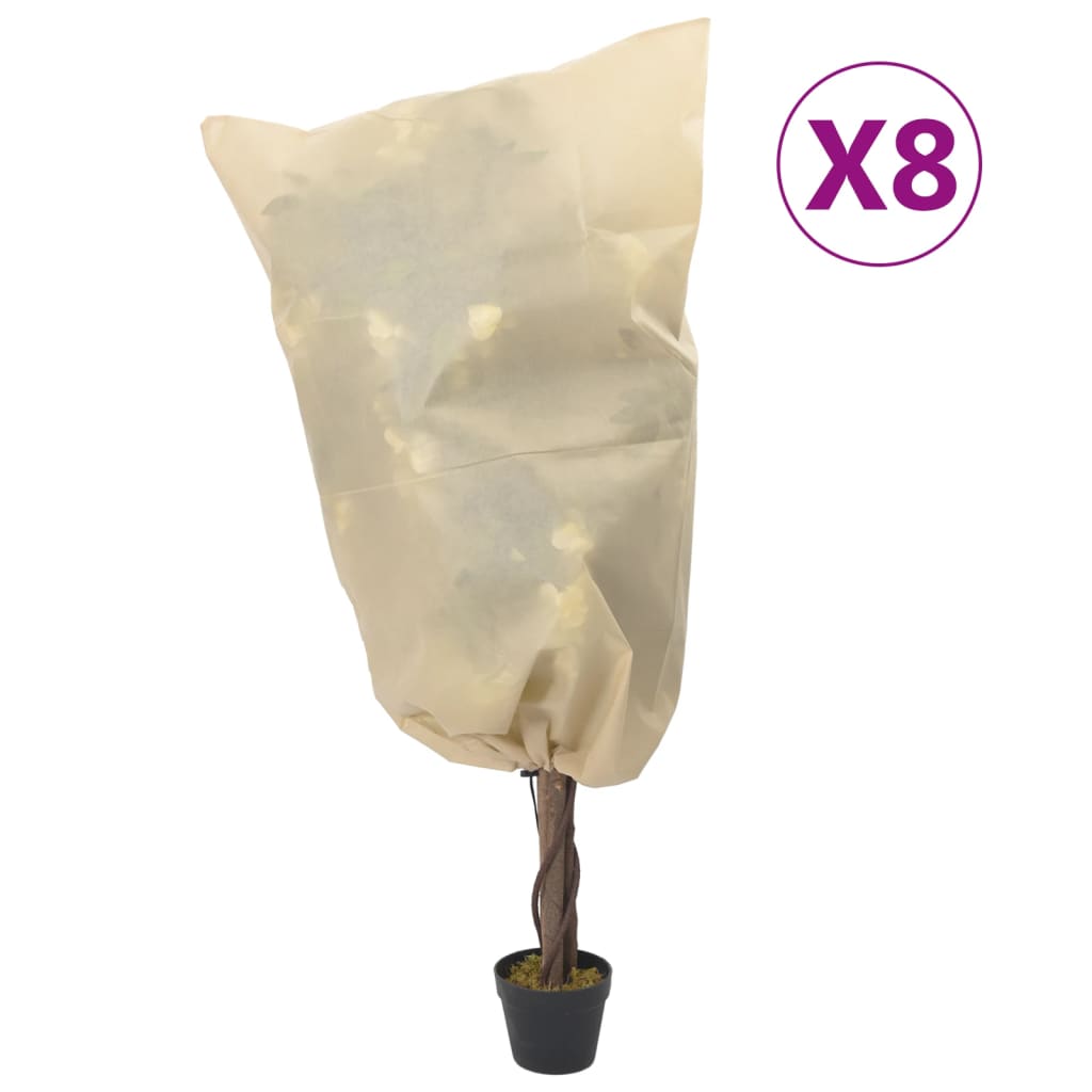 vidaXL Plantenhoezen met trekkoord 8 st 70 g/m² 0,8x0,8 m