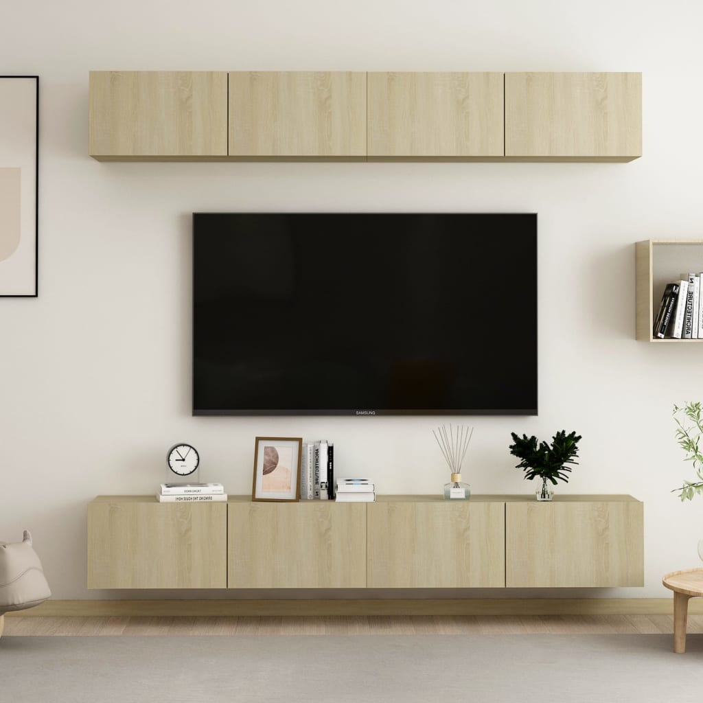 vidaXL Tv-meubelen 4 st 100x30x30 cm bewerkt hout sonoma eikenkleurig