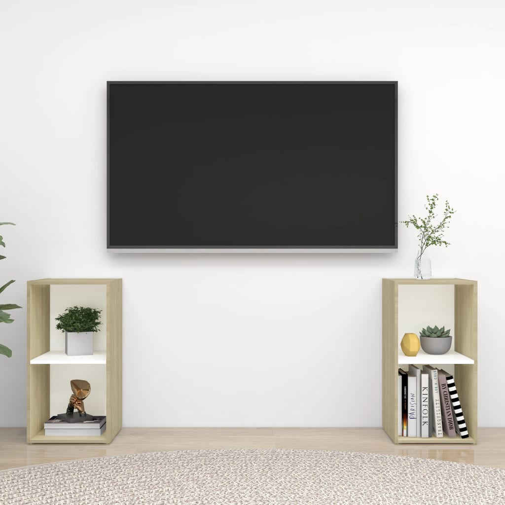 vidaXL Tv-meubelen 2st 72x35x36,5 cm bewerkt houtwit sonoma eikenkleur
