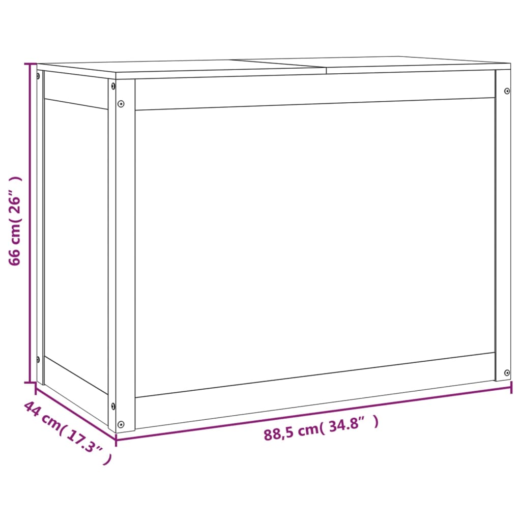 vidaXL Wasmand 88,5x44x66 cm massief grenenhout zwart