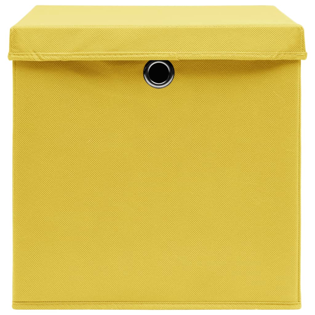 vidaXL Opbergboxen met deksel 10 st 28x28x28 cm geel