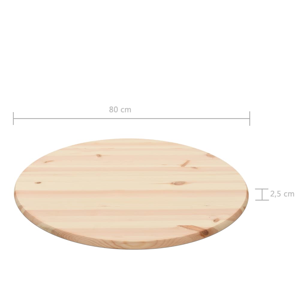 vidaXL Tafelblad rond 25 mm 80 cm natuurlijk grenenhout