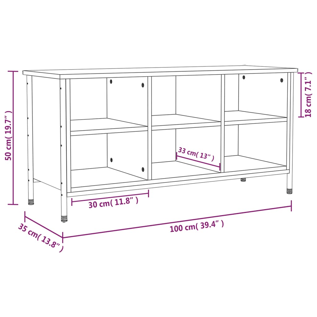 vidaXL Schoenenkast 100x35x50 cm bewerkt hout sonoma eikenkleurig