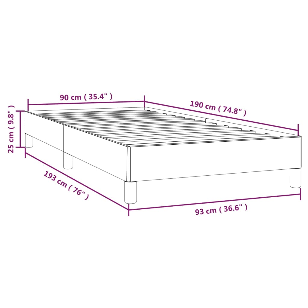 vidaXL Bedframe kunstleer grijs 90x190 cm