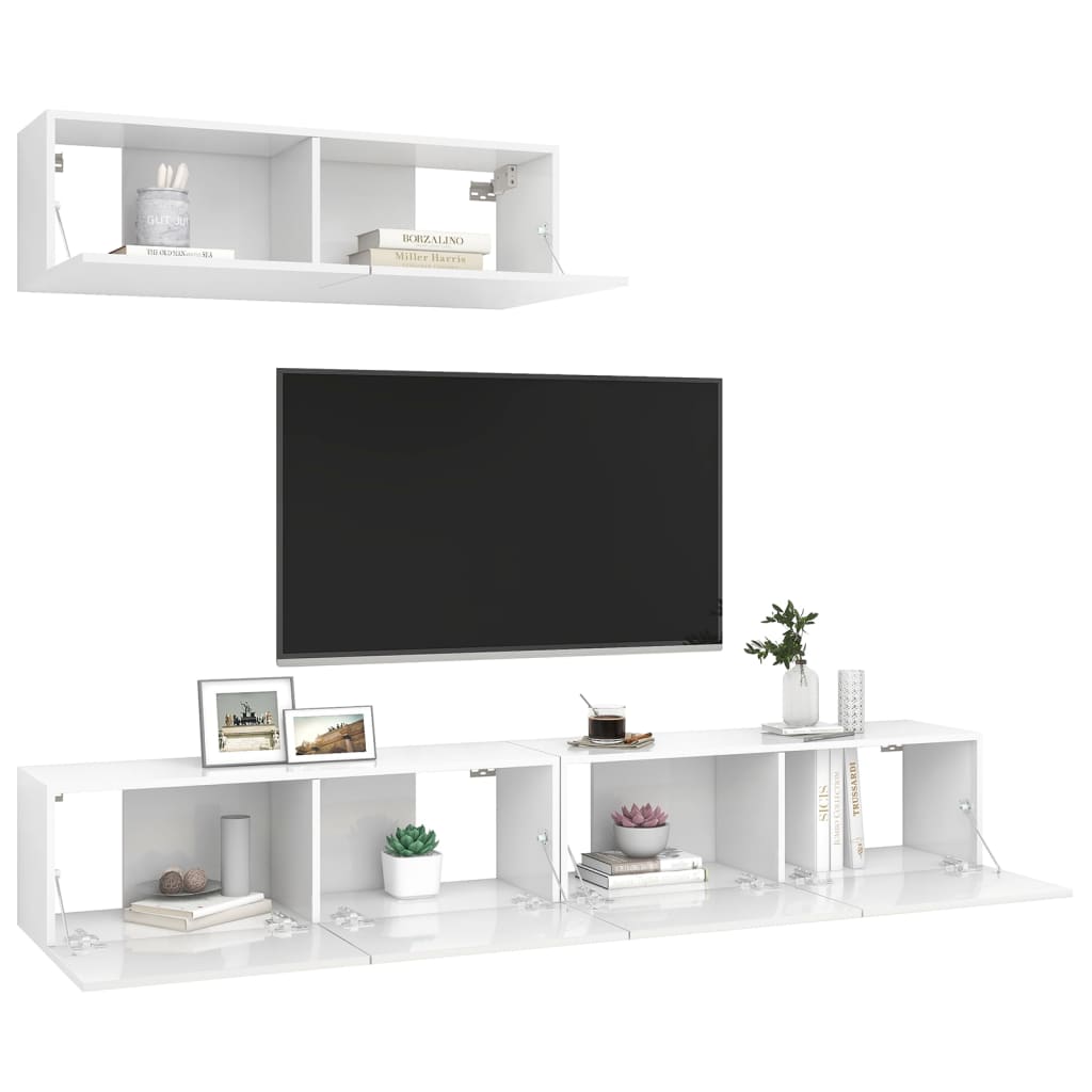vidaXL Tv-meubelen 3 st bewerkt hout hoogglans wit