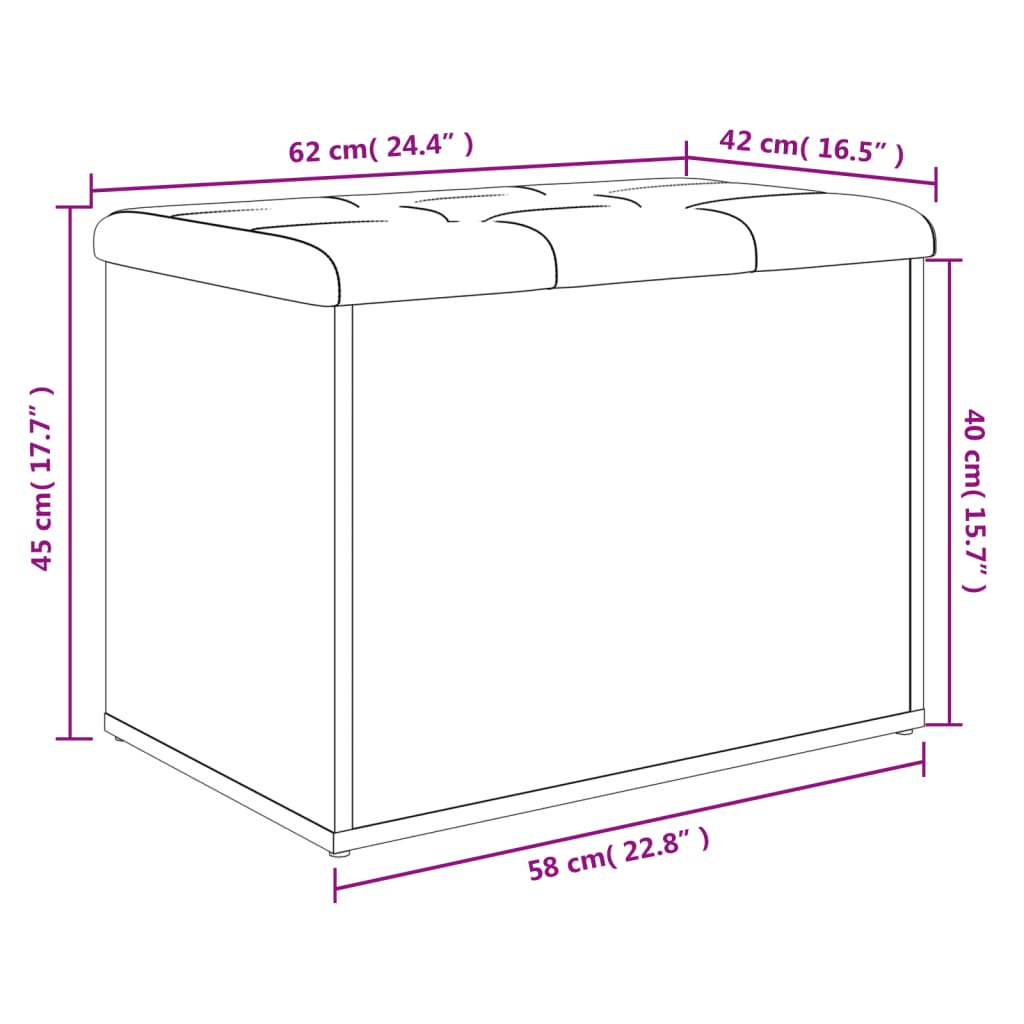 vidaXL Opbergbankje 62x42x45 cm bewerkt hout sonoma eikenkleurig