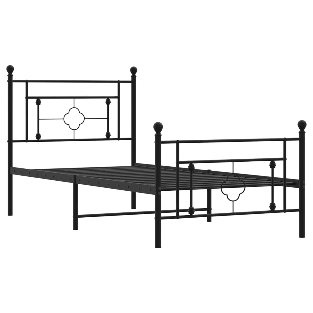 vidaXL Bedframe met hoofd- en voeteneinde metaal zwart 90x200 cm