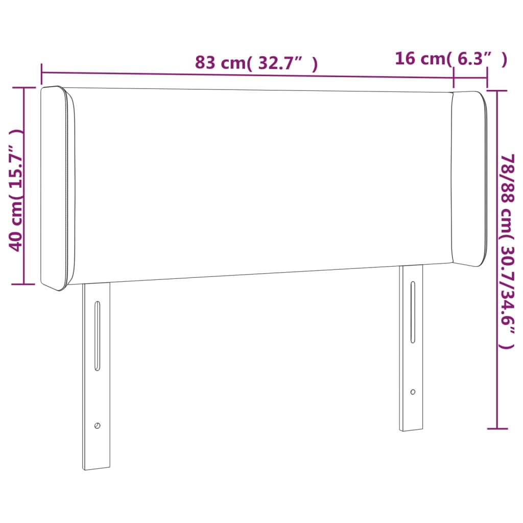 vidaXL Hoofdbord LED 83x16x78/88 cm fluweel lichtgrijs