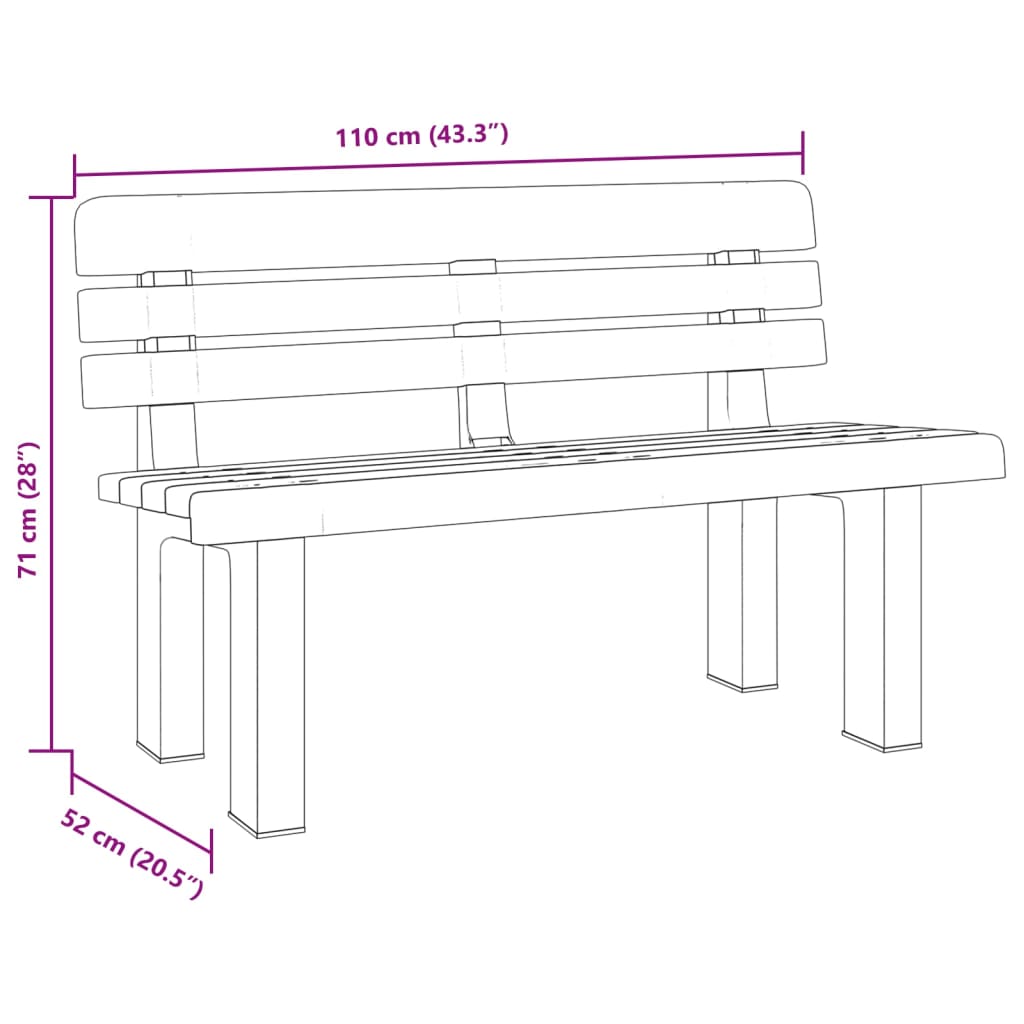 vidaXL Tuinbankje 110x52x71 cm polypropeen antracietkleurig