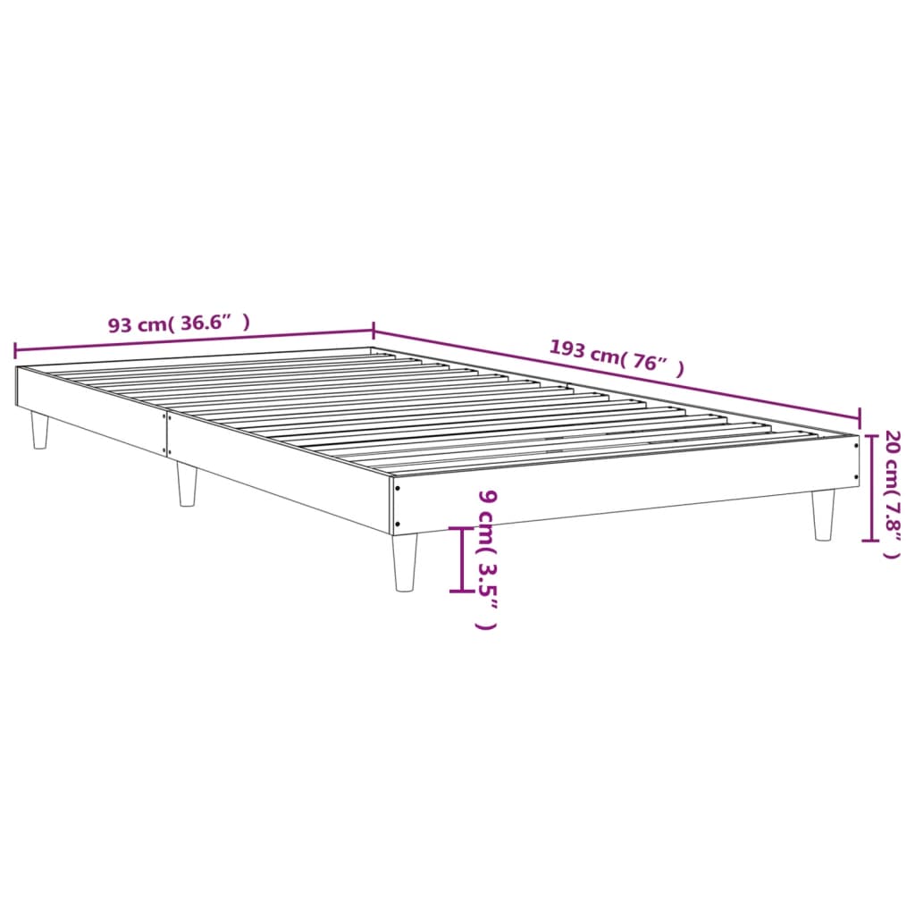 vidaXL Bedframe bewerkt hout zwart 90x190 cm