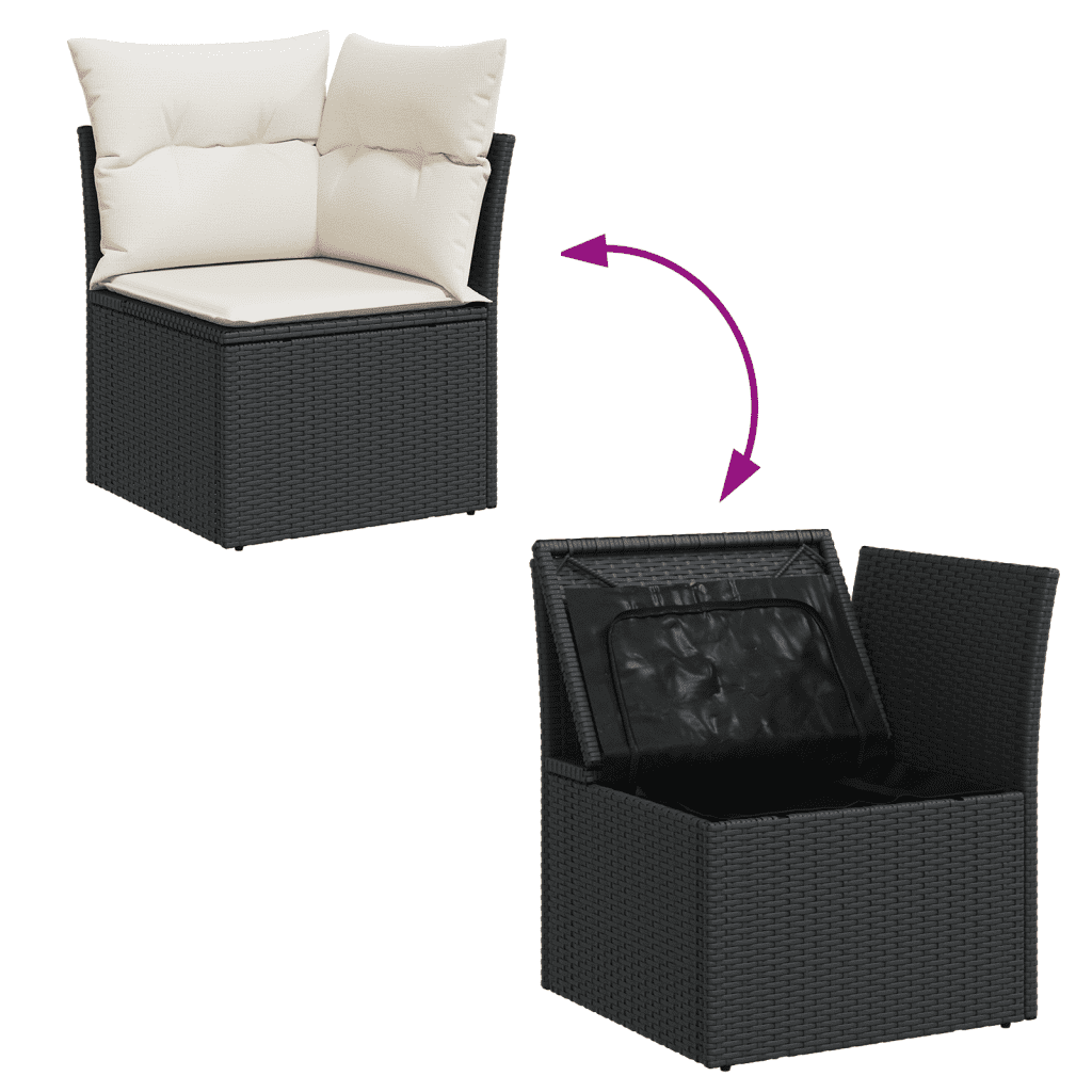 vidaXL 11-delige Loungeset met kussens poly rattan zwart