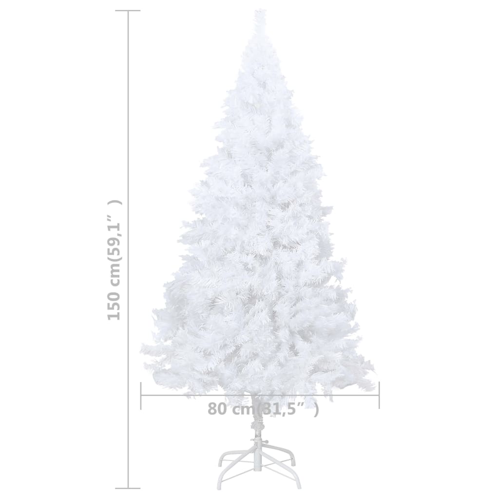 vidaXL Kunstkerstboom met verlichting en kerstballen 150 cm PVC wit