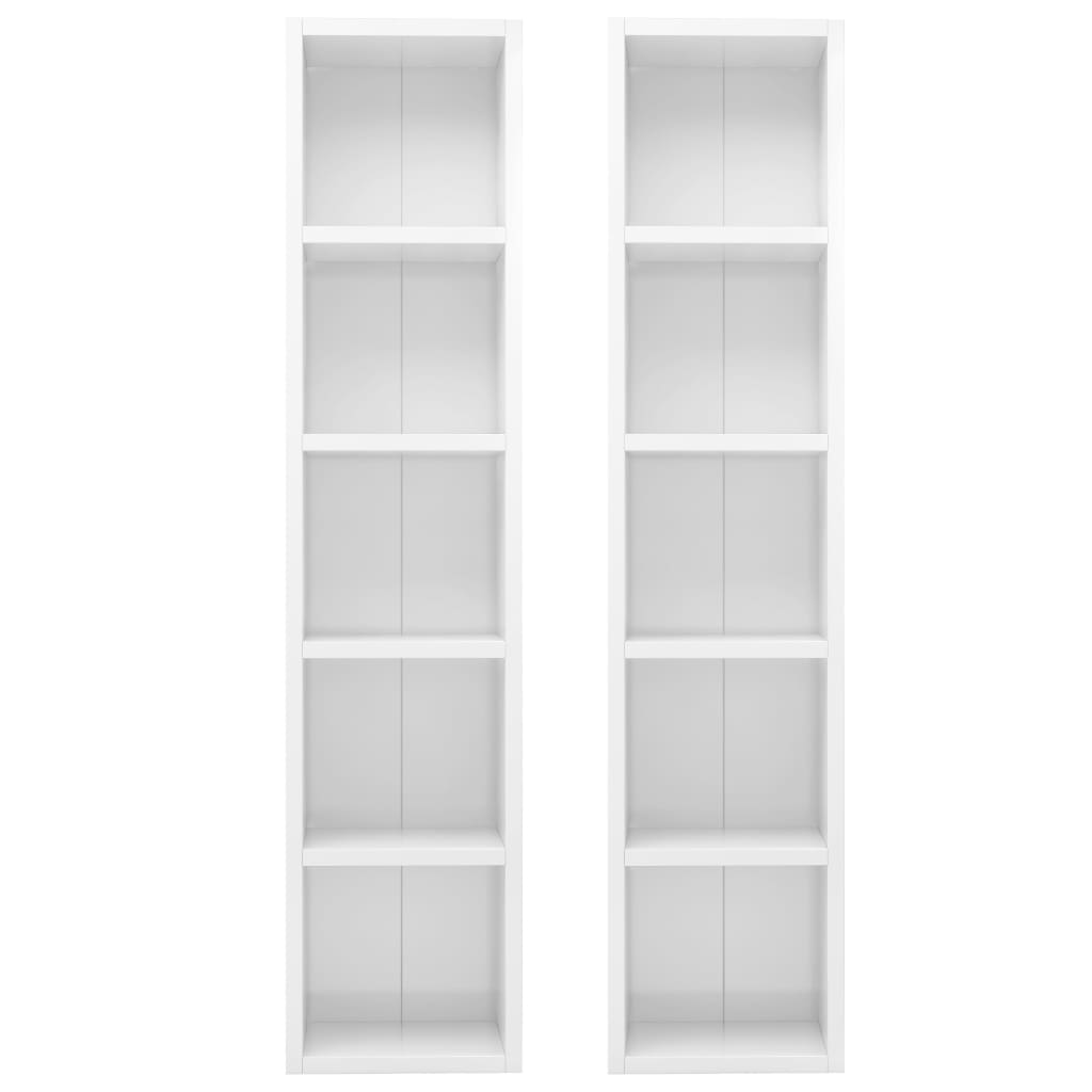 vidaXL Cd-kasten 2 st 21x16x93,5 bewerkt hout hoogglans wit