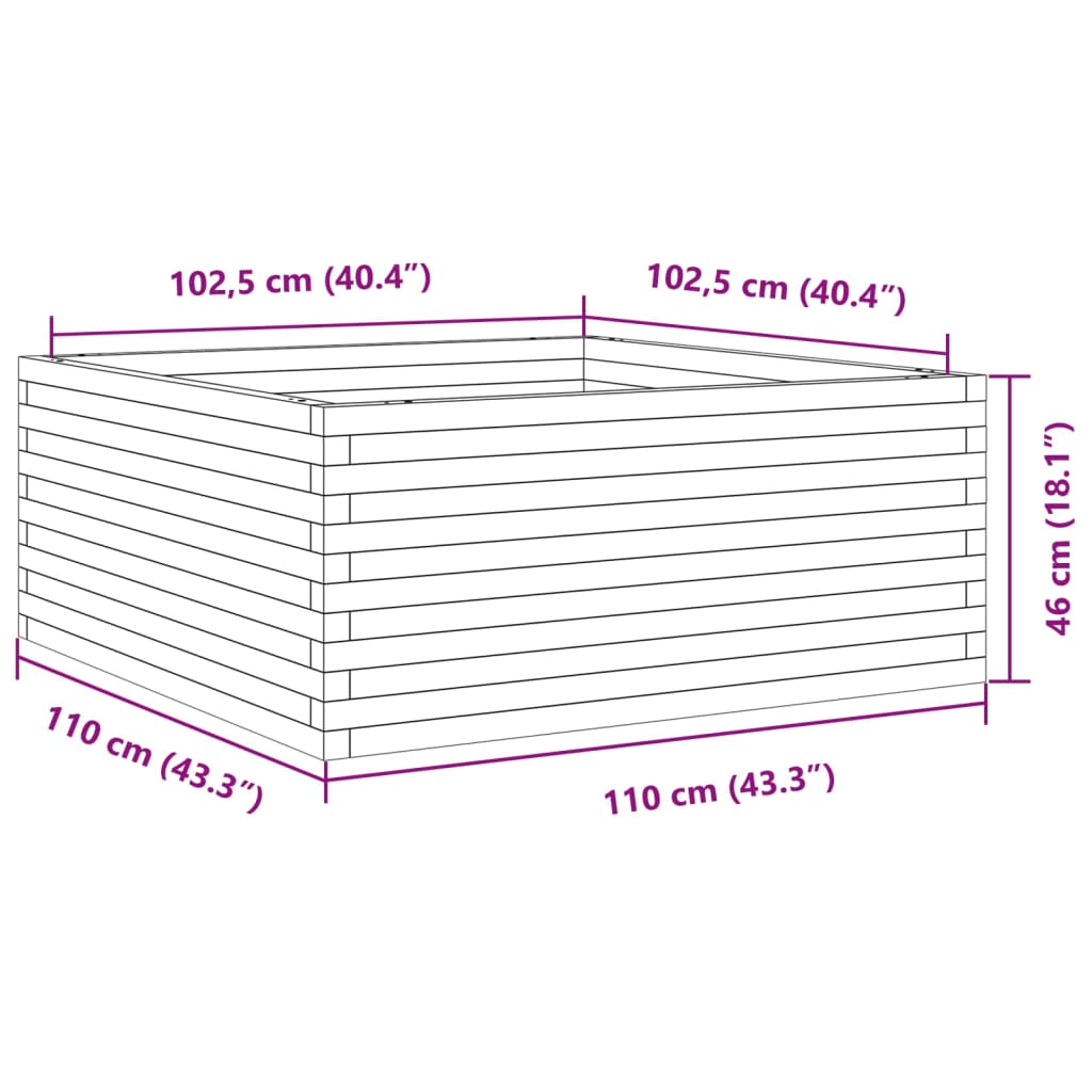 vidaXL Plantenbak 110x110x46 cm geïmpregneerd grenenhout