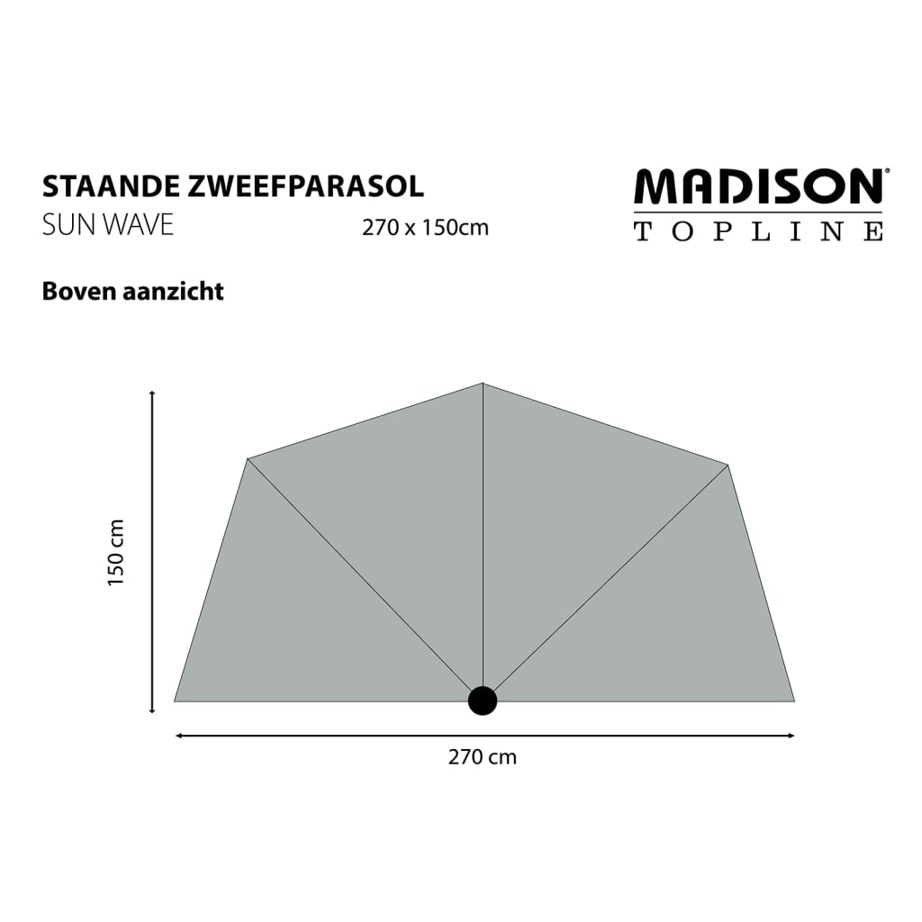 Madison Balkonparasol Sun Wave 270x150 cm grijs PAC3P014