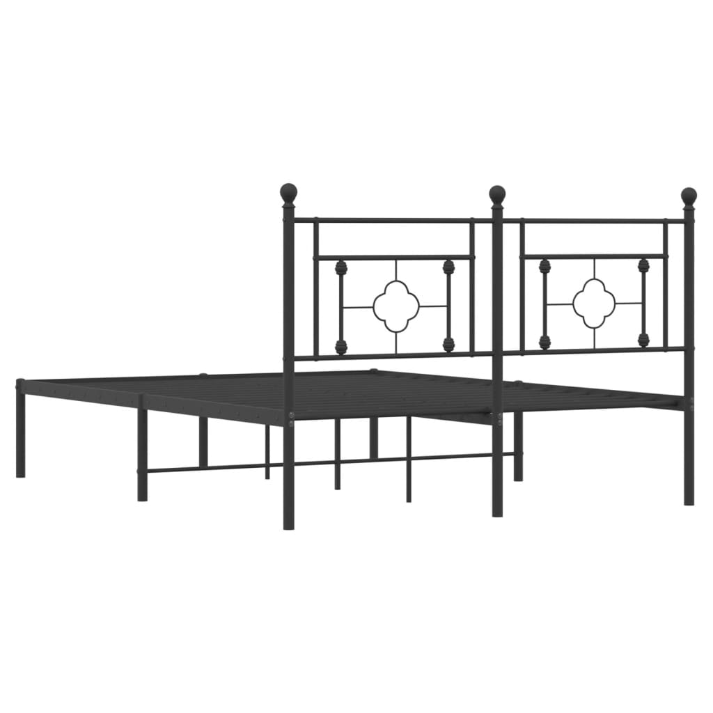 vidaXL Bedframe met hoofdbord metaal zwart 140x190 cm