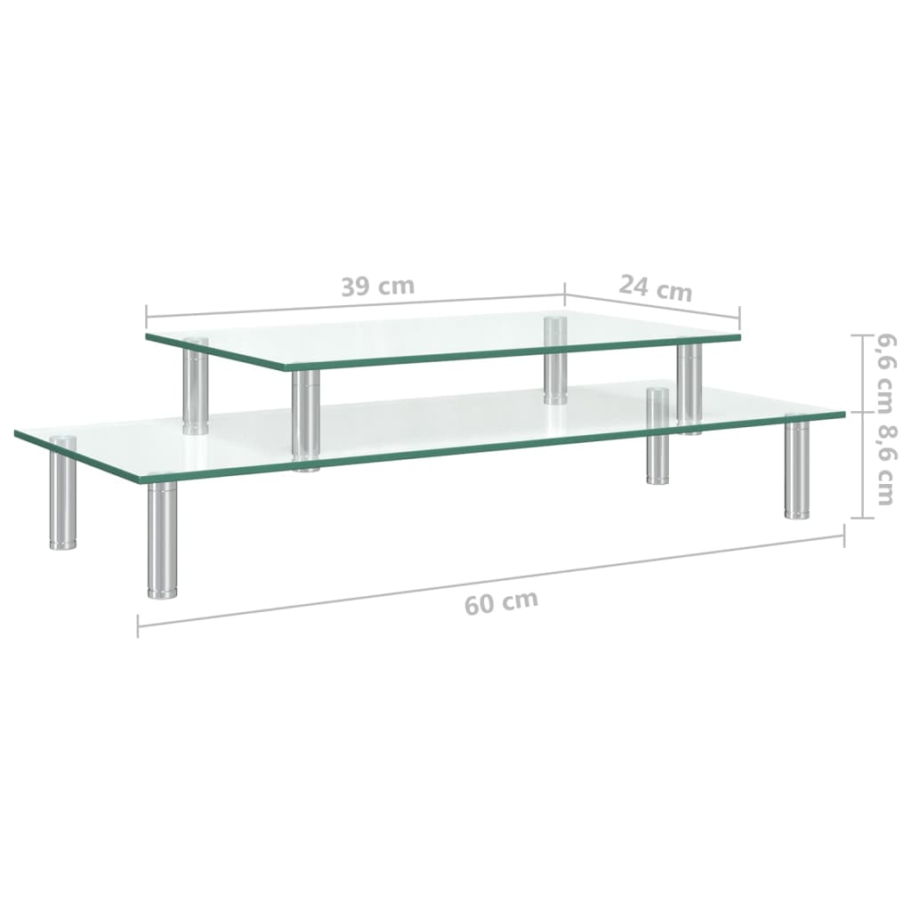 vidaXL Monitorstandaard 2-laags transparant glas
