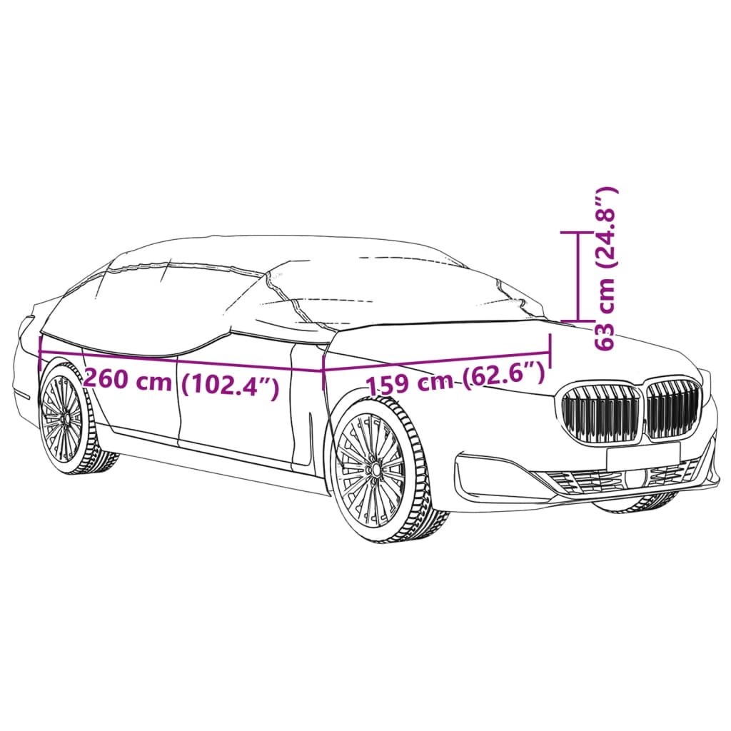 vidaXL Autohoes half met haken M zilverkleurig