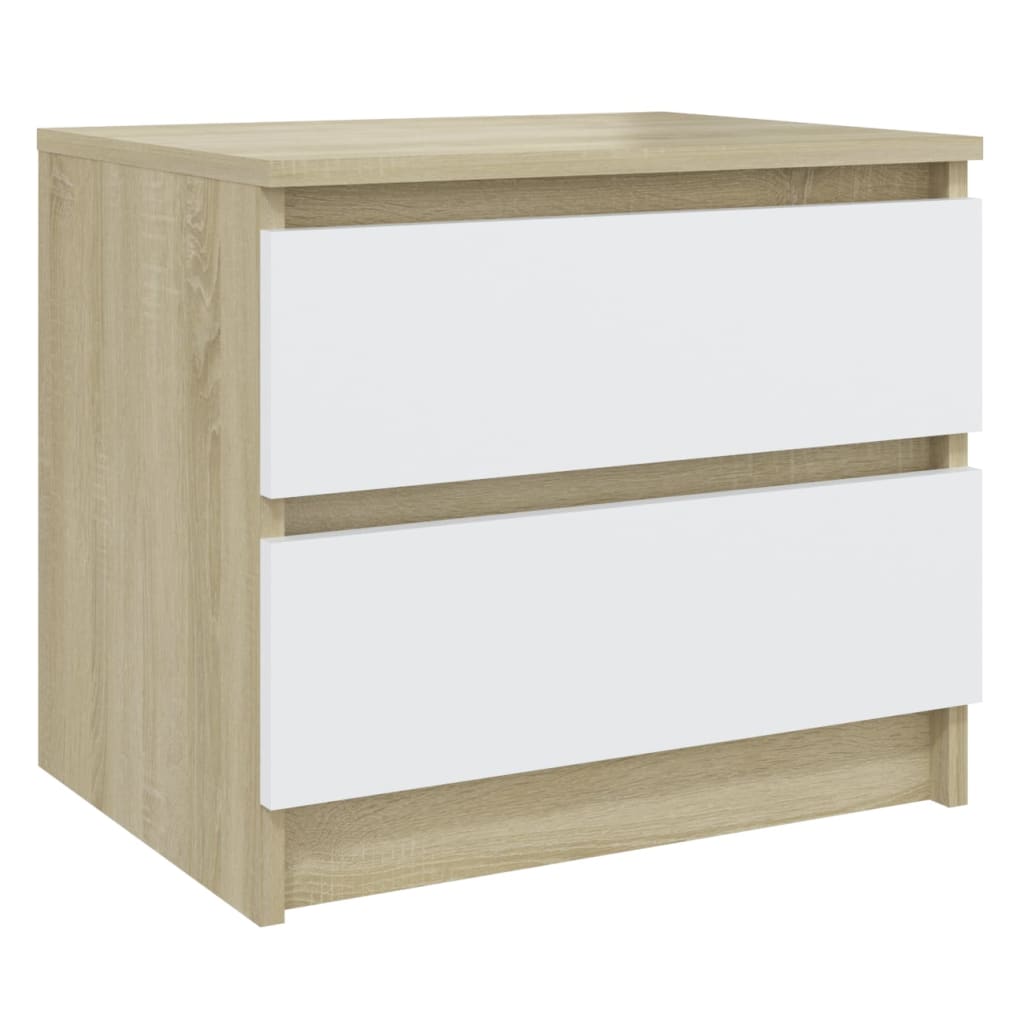 vidaXL Nachtkastje 50x39x43,5 cm spaanplaat wit en sonoma eikenkleurig