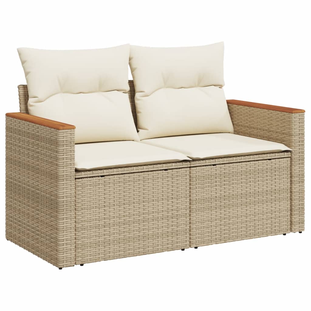 vidaXL 14-delige Loungeset met kussens poly rattan beige