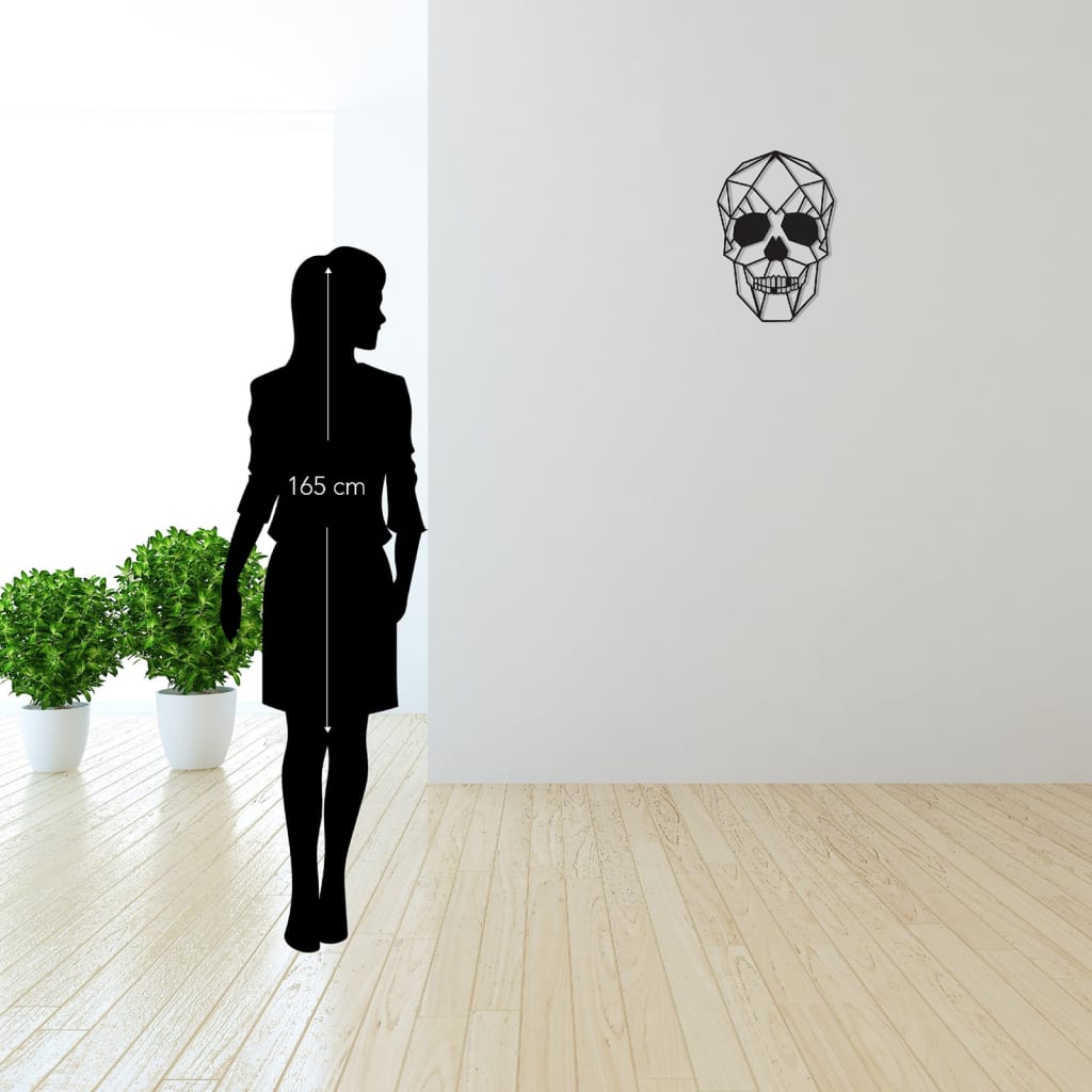 Homemania Wanddecoratie schedel 35x50 cm staal zwart